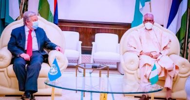 UN Secretary General, Antonio Guterres with Muhammadu Buhari at State House