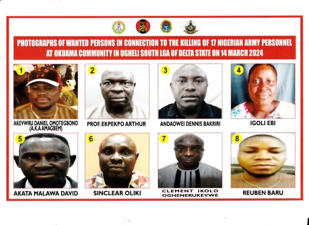 8 wanted for killing 17 soldiers in Delta