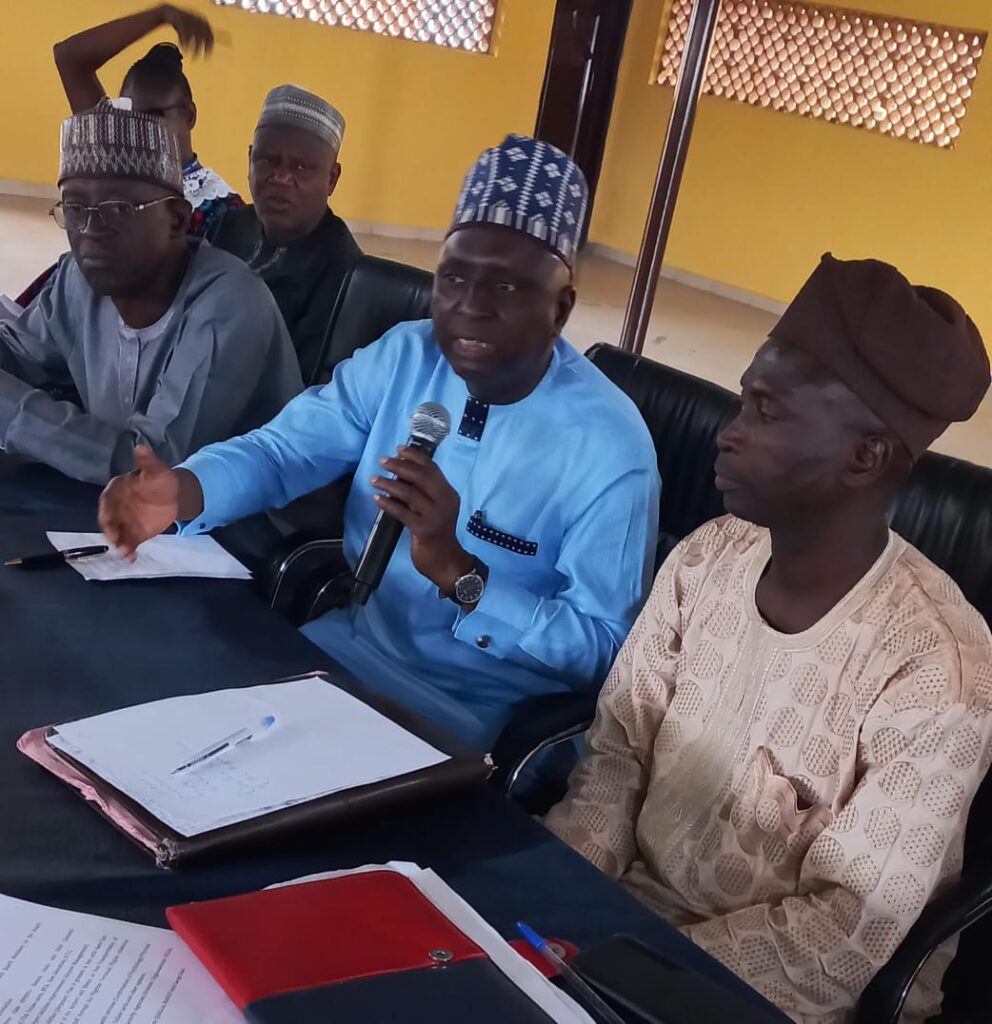 Senator Oloriegbe flanked by other officials during the stakeholders meeting on Hajj operations in Kwara State