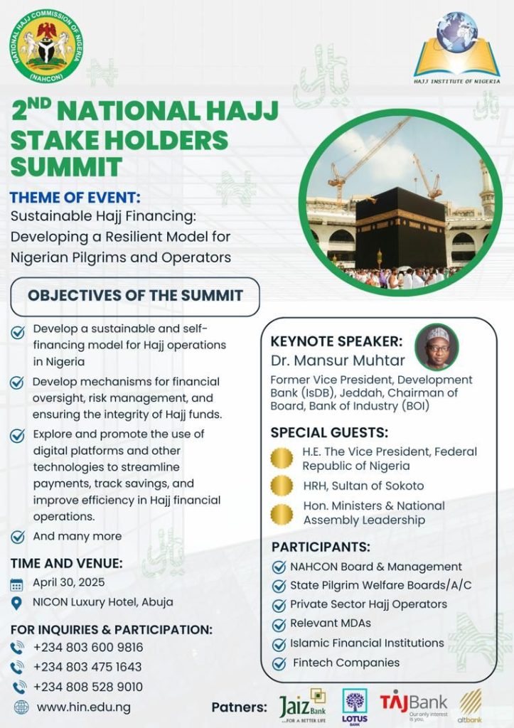 Hajj Institute to Host 2nd National Hajj Stakeholders Summit 30th April