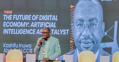 Kashifu Inuwa Abdullahi Director General of National Information Technology Development Agency (NITDA) represented by Dr. Aristotle Onumo, Director of Stakeholders Management and Partnerships, NITDA delivering a keynote address at the African Creators Conference held at Women Development Centre, Abuja, on the theme “The Future of Digital Economy: Artificial Intelligence as Catalyst.”