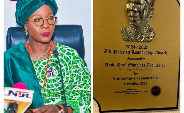 Tinubu Celebrates Kwara First Lady, Olufolake Abdulrazaq, Over Zik Prize Honour