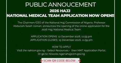APPLY: NAHCON Opens Portal for 2026 Hajj Medical Team Recruitment