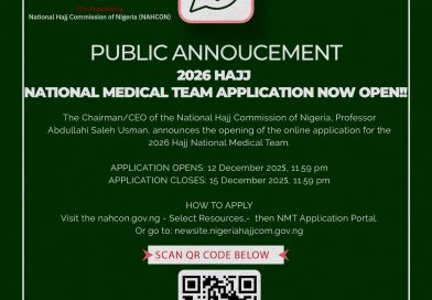 APPLY: NAHCON Opens Portal for 2026 Hajj Medical Team Recruitment