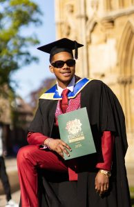 Muhammed Olorunoje Bolaji displaying his fourth degree from University of Lincoln, United Kingdom 
